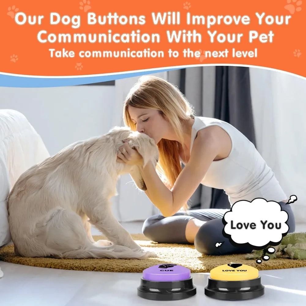 Talking Buttons for Dogs,8 Recordable Sound Buttons + 24 Scene Patterns + 1 Dog Button Mat+ 16 AAA