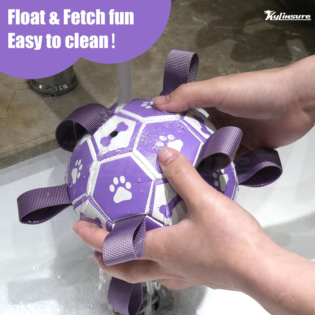 Dog Toys Soccer Ball with Straps, Interactive Dog Toys for Tug of War, Puppy Birthday Gifts, Water Toy