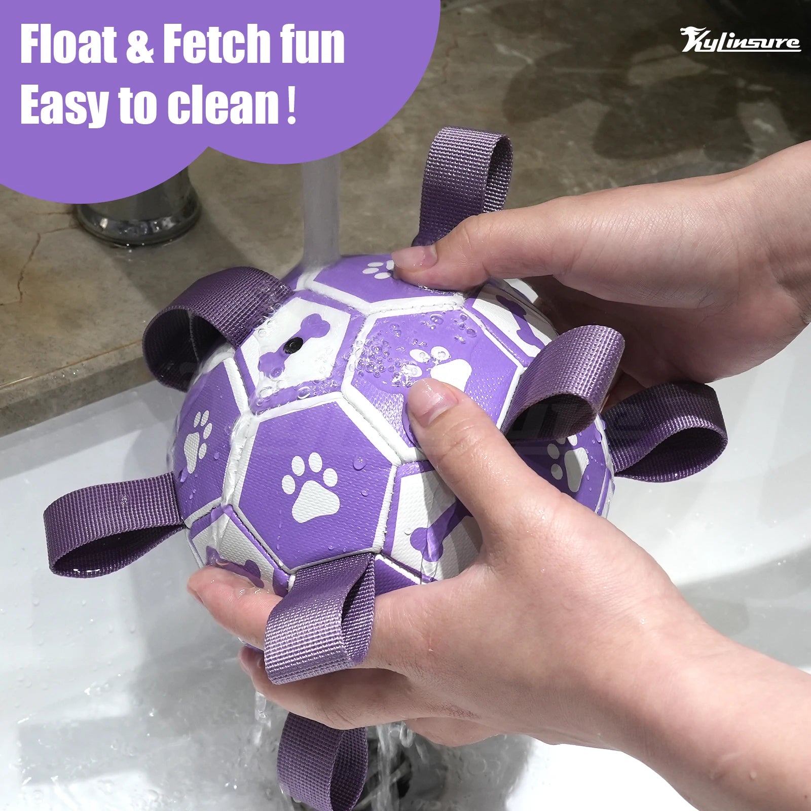 Dog Toys Soccer Ball with Straps, Interactive Dog Toys for Tug of War, Puppy Birthday Gifts, Water Toy