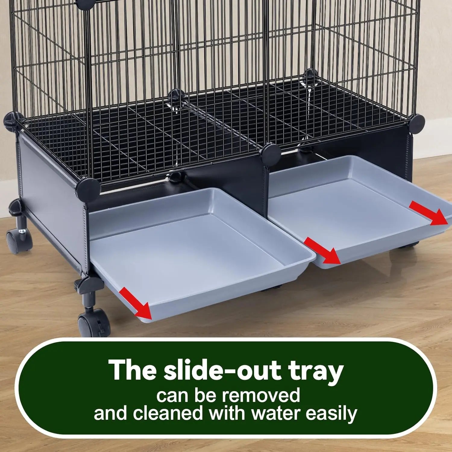 46-Inch Spacious Cage with Wooden Perches, Slide-Out Tray, Water Bottle & Feeder for Parrots and Small Birds