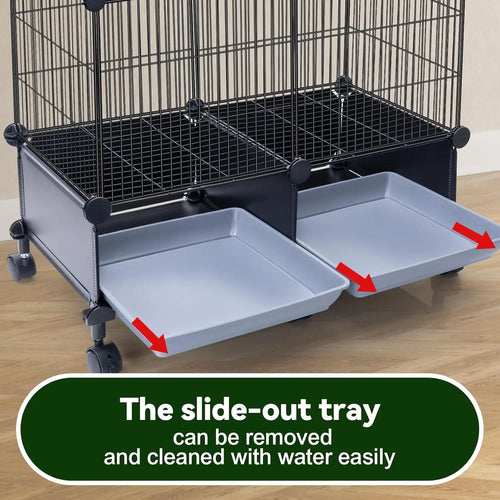 46-Inch Spacious Cage with Wooden Perches, Slide-Out Tray, Water Bottle & Feeder for Parrots and Small Birds