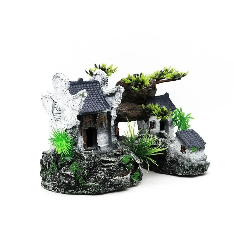 Fish Tank Resin Aquarium Ornament Fish Tank Landscape House Model