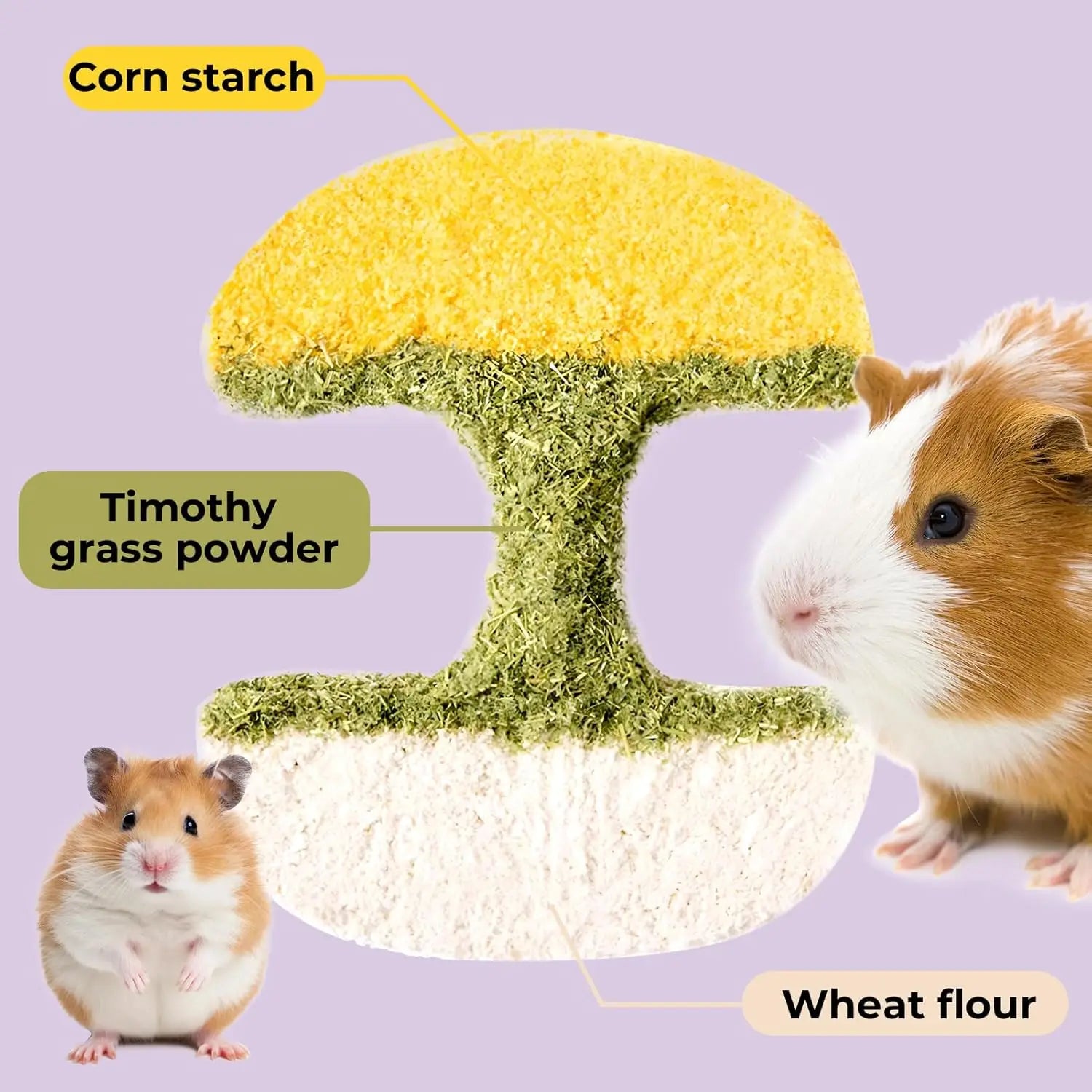 Apple Core Shaped Hamster Chew Toy - Natural Small Pet Dental Treat for Guinea Pig, Rabbit, Chinchilla, Rat