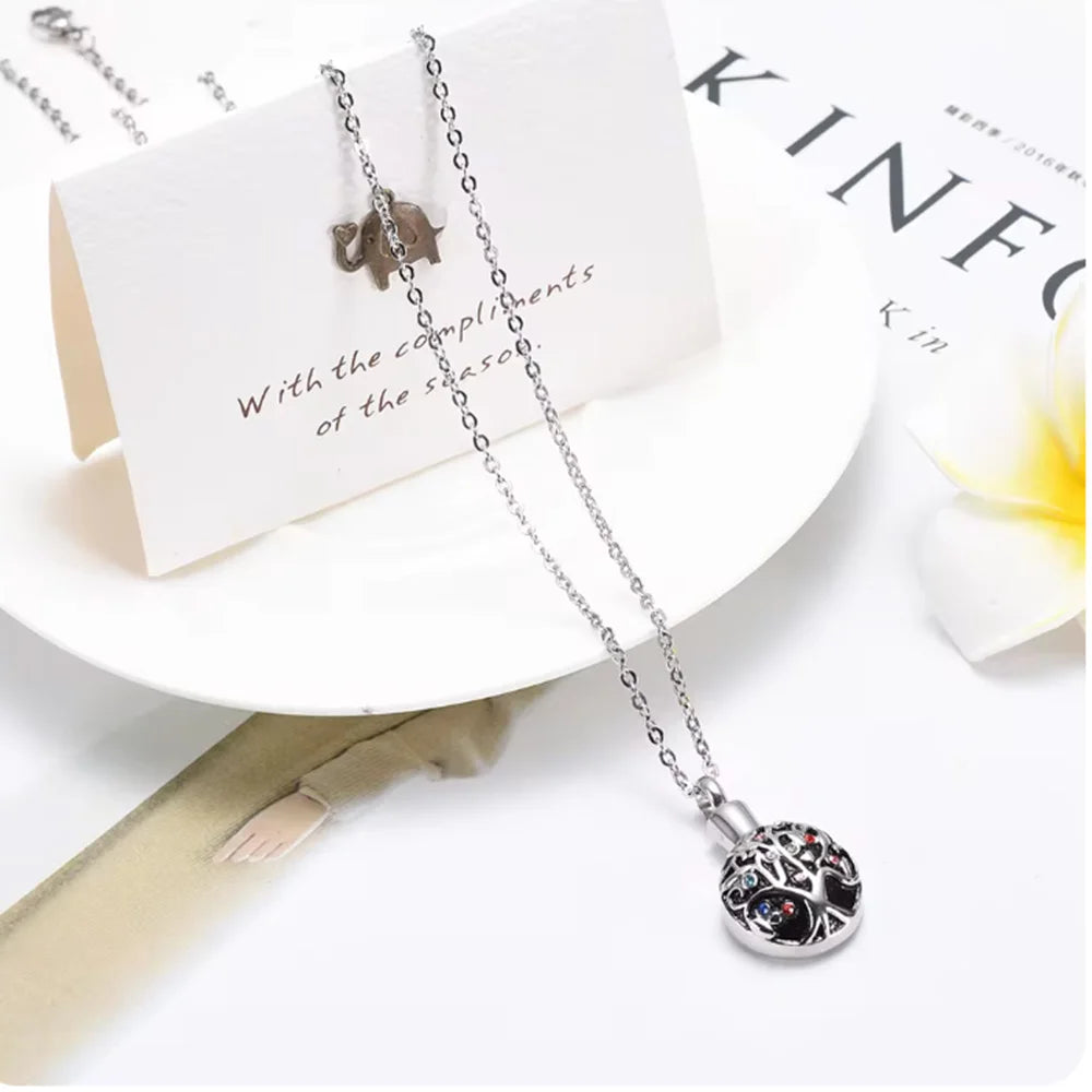 Tree of Life Cremation Jewelry for Ashes Memorial Ash Jewelry Pendant Keepsake Pet Lost Jewelry Stainless Steel