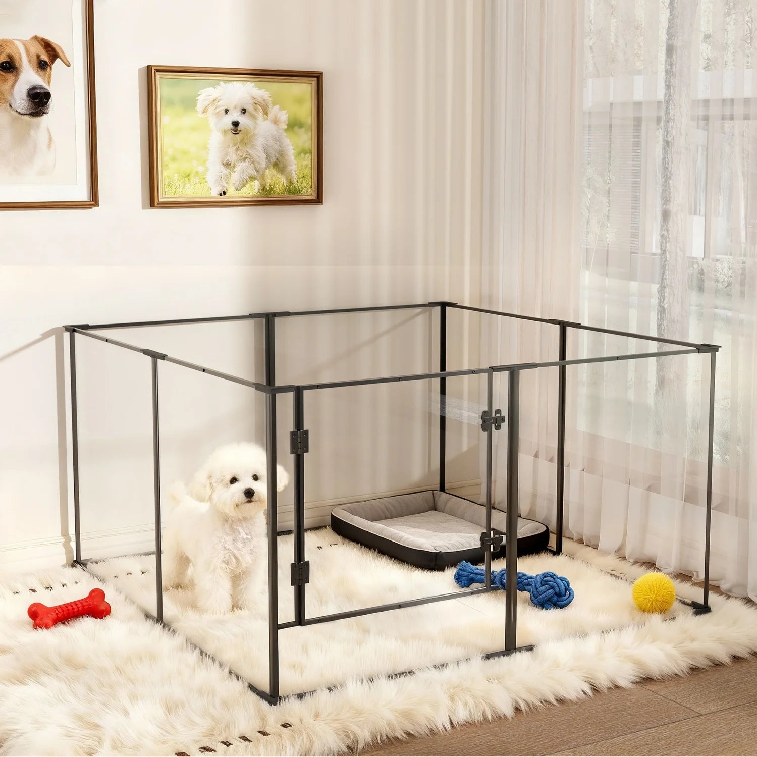 8 Panels Clear Acrylic Dog Playpen Pet Puppy Playpen for Guinea Pig Rabbits Small Animals Whelping Pen Box Exercise Fence