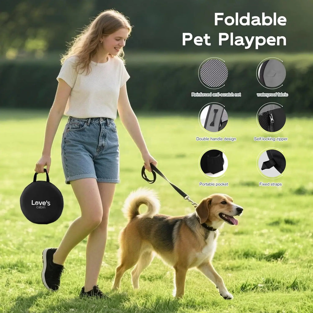 Portable Foldable Pet Playpen for Small Dogs Cats Indoor Outdoor Exercise Kennel with Carrying Case Grey