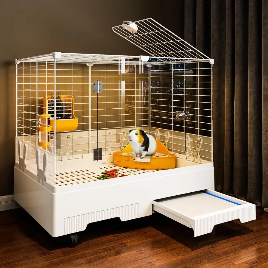 Deluxe Small Animal Cage Indoor with Pull Out Tray Transparent Habitat