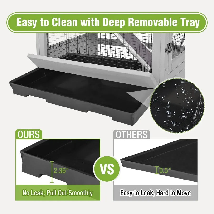 Large Ferret Cage with 5 Levels Wooden Chinchilla Cage with Wheels Multi-Level with Ramp Hideout Pull-Out Tr