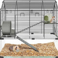 3 Tiers Large Hamster Enclosure, Metal Enclosure + Glass Gerbil Cages, Small Animal Cages for Guinea Pigs Chinchilla
