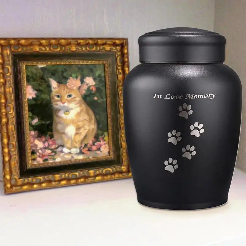 Metal Dog Urn Cat Ashes Stainless Steel Pets Urn Puppy Cremation Box Dogs Funerary Container