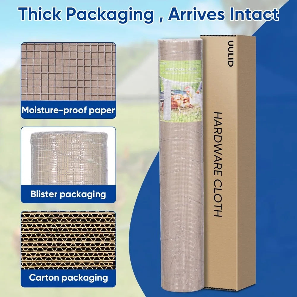 1/4 Inch Hot Dipped Galvanized Hardware Cloth Mesh Roll 48x100 ft for Chicken Rabbit Snake Cage Fencing