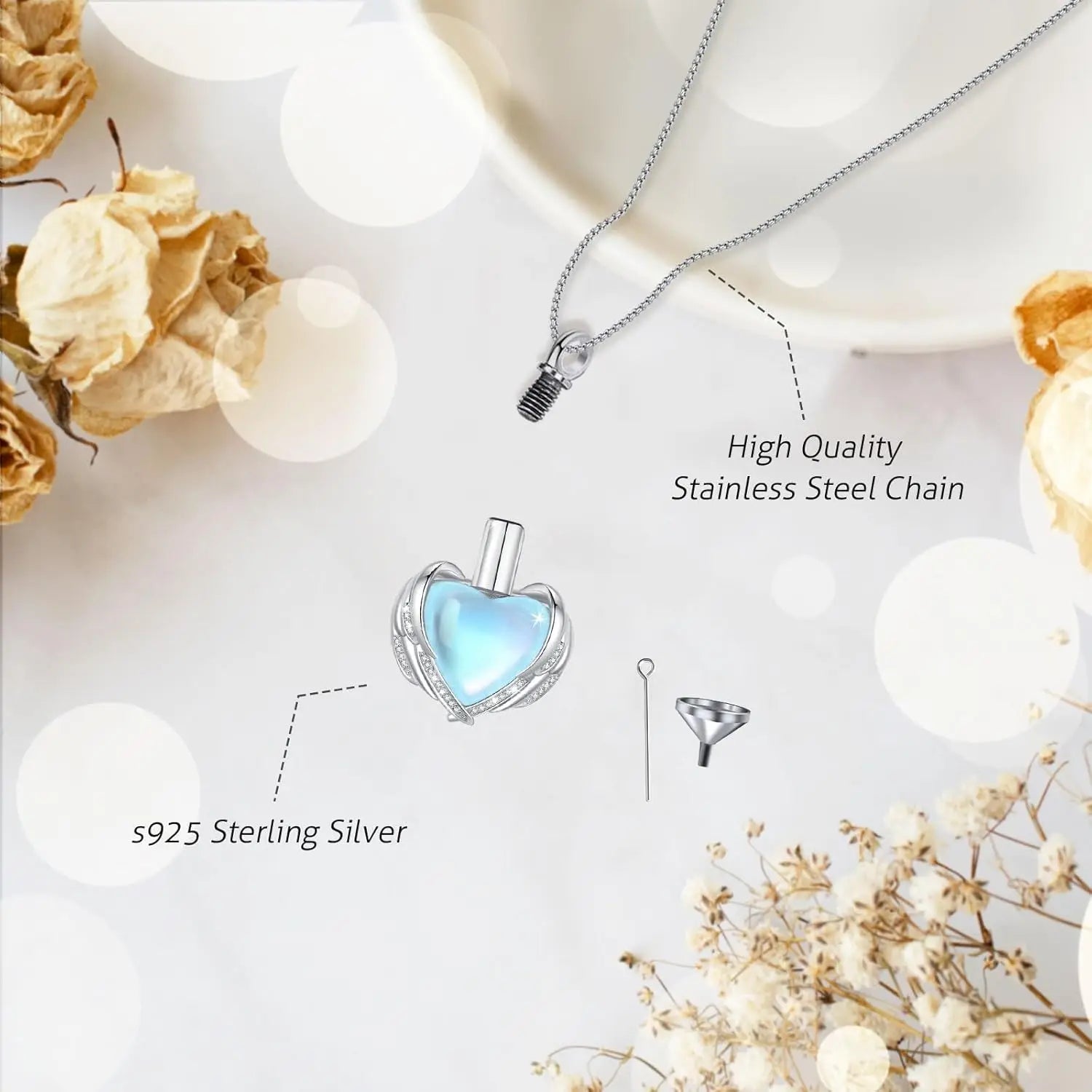 Cremation Jewelry 925 Sterling Silver Urn Necklace for Ashes for Women Men Memorial Pendant