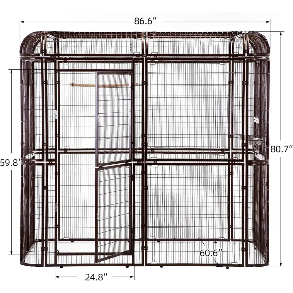 Sturdy Outdoor Aviary for Large Birds - Heavy Duty Parrot, Conure, Lovebird Cage in Brown