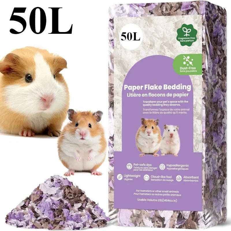 23L/50L Paper Small Pet Bedding Odor Control Dust-Free Moisture Absorbent Natural Shavings Bedding