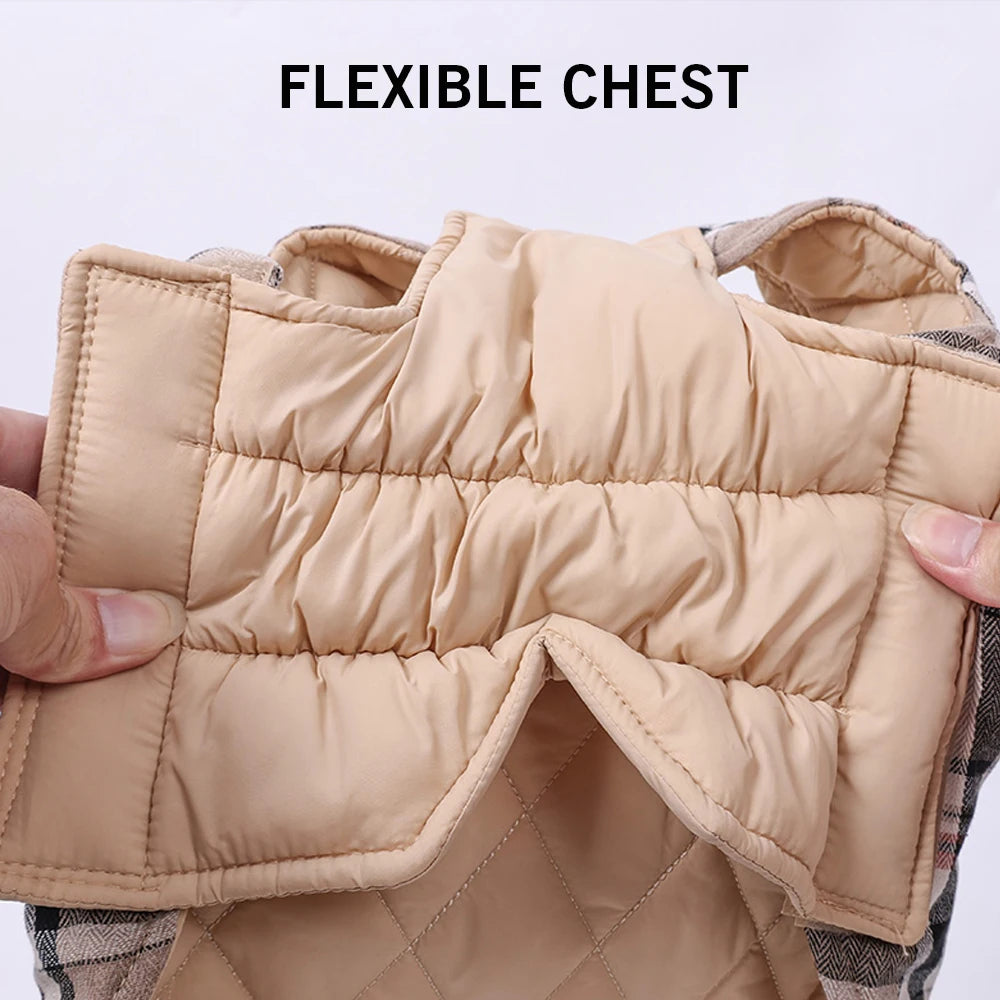 Reversible Dog Jacket Winter Dog Clothes Waterproof Checked Soft Quilted Coat for Small Large Dogs