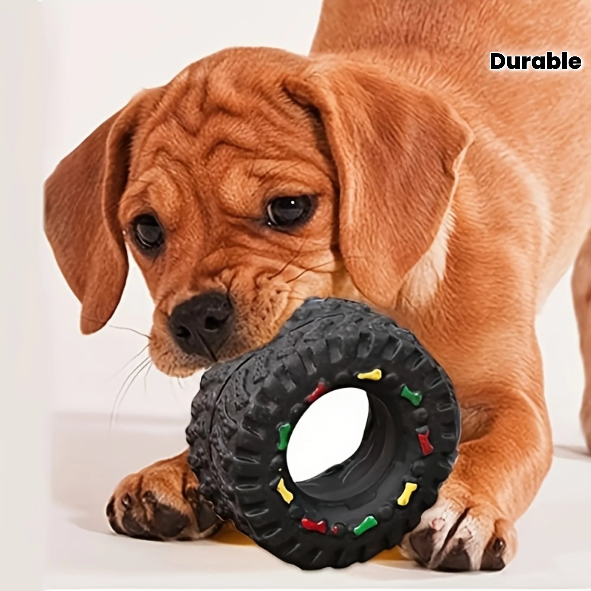 1pc Durable Dog Chew Wheel Toy Chew-Resistant Interactive Sound Teeth Training Supplies Suitable for Puppies Small Medium Dogs
