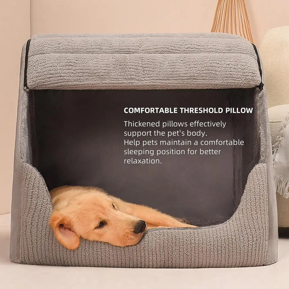 Extra Large Dog Bed House, 30D Memory Sponge, Cozy Indoor Plush Cave Crate with Non-Slip Bottom
