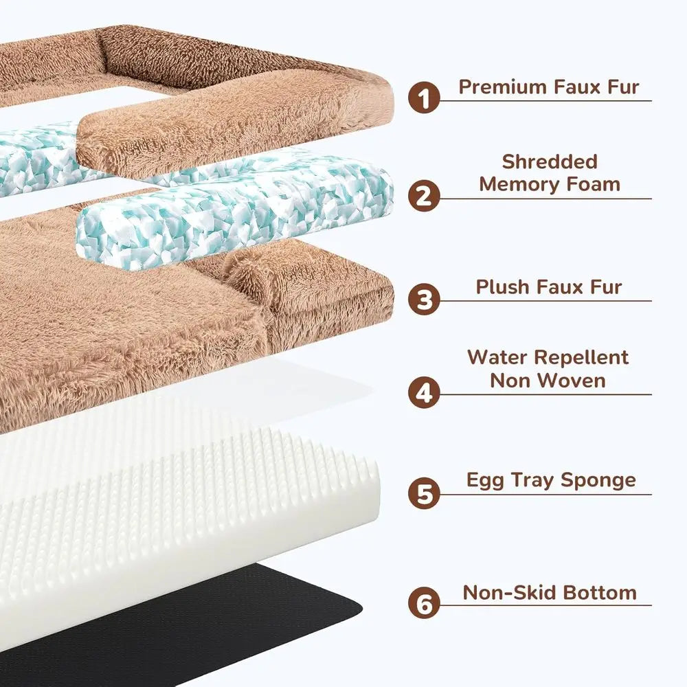 Human Dog Bed or Adult, Orthopedic Foam, Waterproof Liner, No Installation (Brown, 72 * 44 * 12 in)