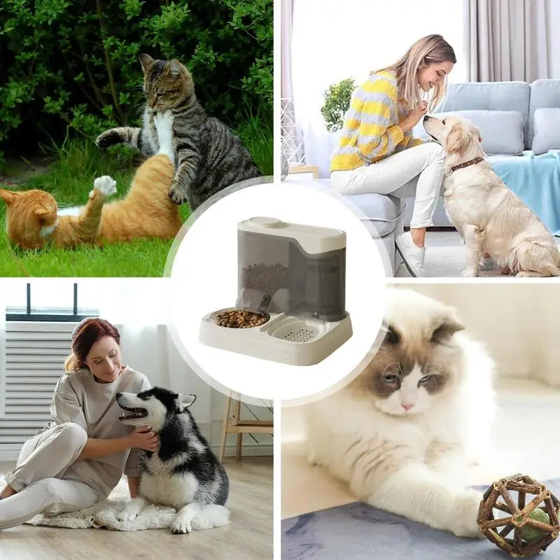 Automatic Dog Feeder Water Dispenser Splash-proof 2-in-1 Feeding Dispenser For Travel Multi-pet