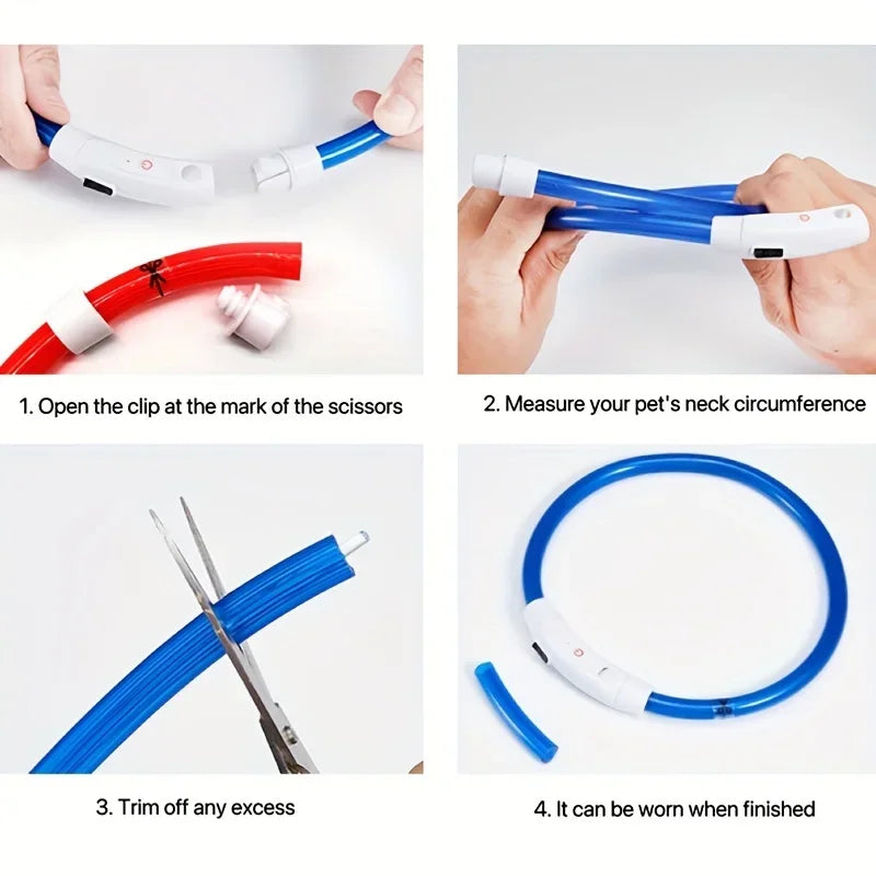 Pet Dog LED Light Collar Luminous Anti-Lost Dog Collar USB Rechargeable