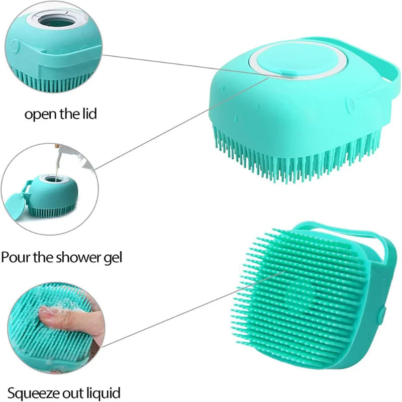 Pet Bathing Brush Soft Silicone Massager Shower Gel Bathing Brush Clean Tools Comb