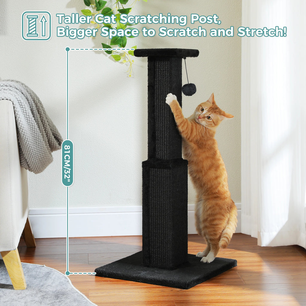 Large Cat Scratching Post for Indoor Cats Adults Ultimate Scratch Post with Woven Sisal Dangling Ball Tall Cat Scratcher