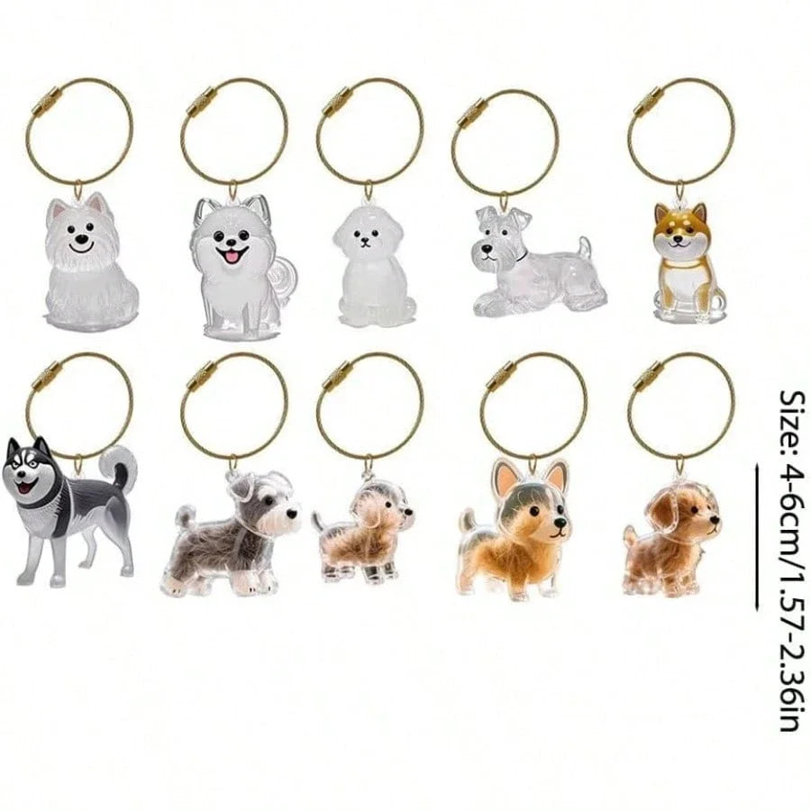 Transparent Dog Hair Storage Container Memorial Keychain