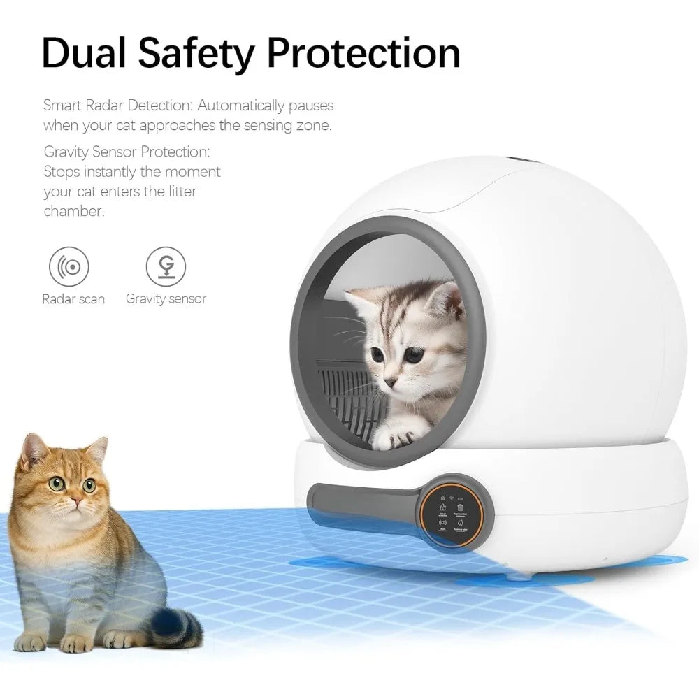 Self-Cleaning Litter Box with a 5.4-inch Low-Entry Design and Dual Safety Guards, for Kittens, Dwarf Cats