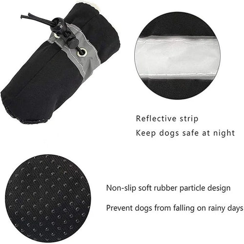 4Pcs All-Weather Dog Shoes Waterproof Non-slip Reflective Adjustable Pet Boots for Small Medium Dogs Winter Snow