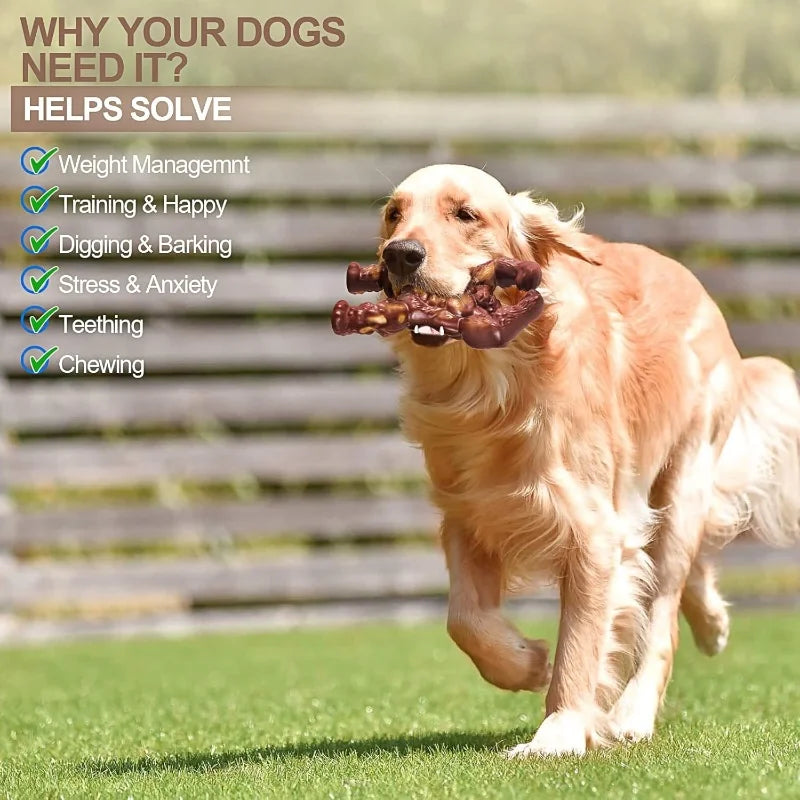 dog chewing toys in the shape of an indestructible diamond, strong large dog biting toys, real beef-flavored