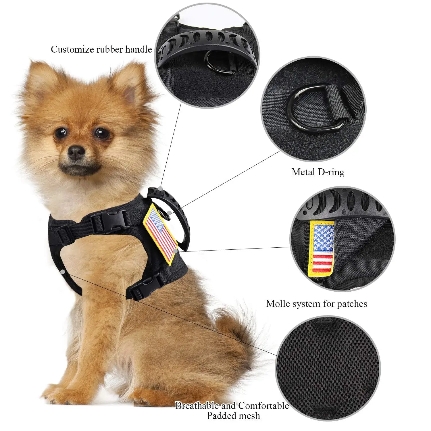 Tactical Puppy Harness Leash Set For Small Dogs Adjustable Cat Harnesses Vest