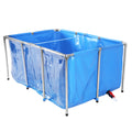 Above Ground Fish Tank with Frame & Drain Valve Transparent Fish Pond Clear Viewing Panel for Ornamental Fish & Outdoor Use