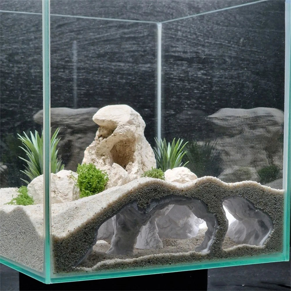Fish Tank Underground Tunnel Cave 3D Printed Natural Curve Shelter Hide Houses Breeding Hideout Ornaments