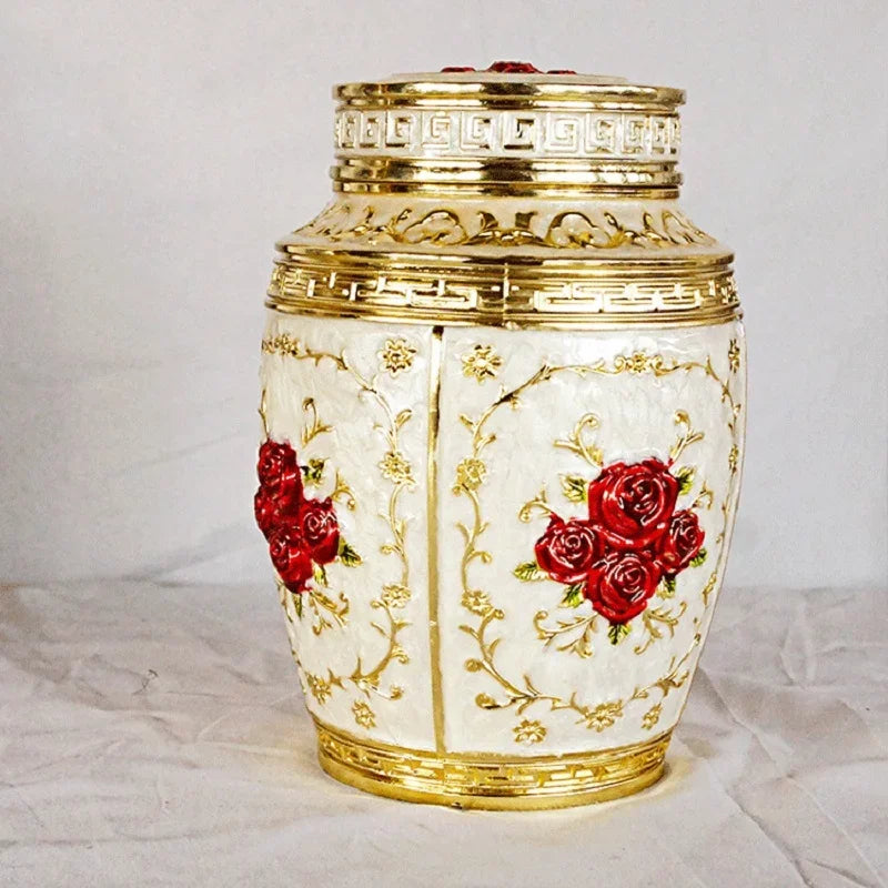 Elephant Rose Flower Pet Memorial Keepsake Urns, Metal Pets Urns