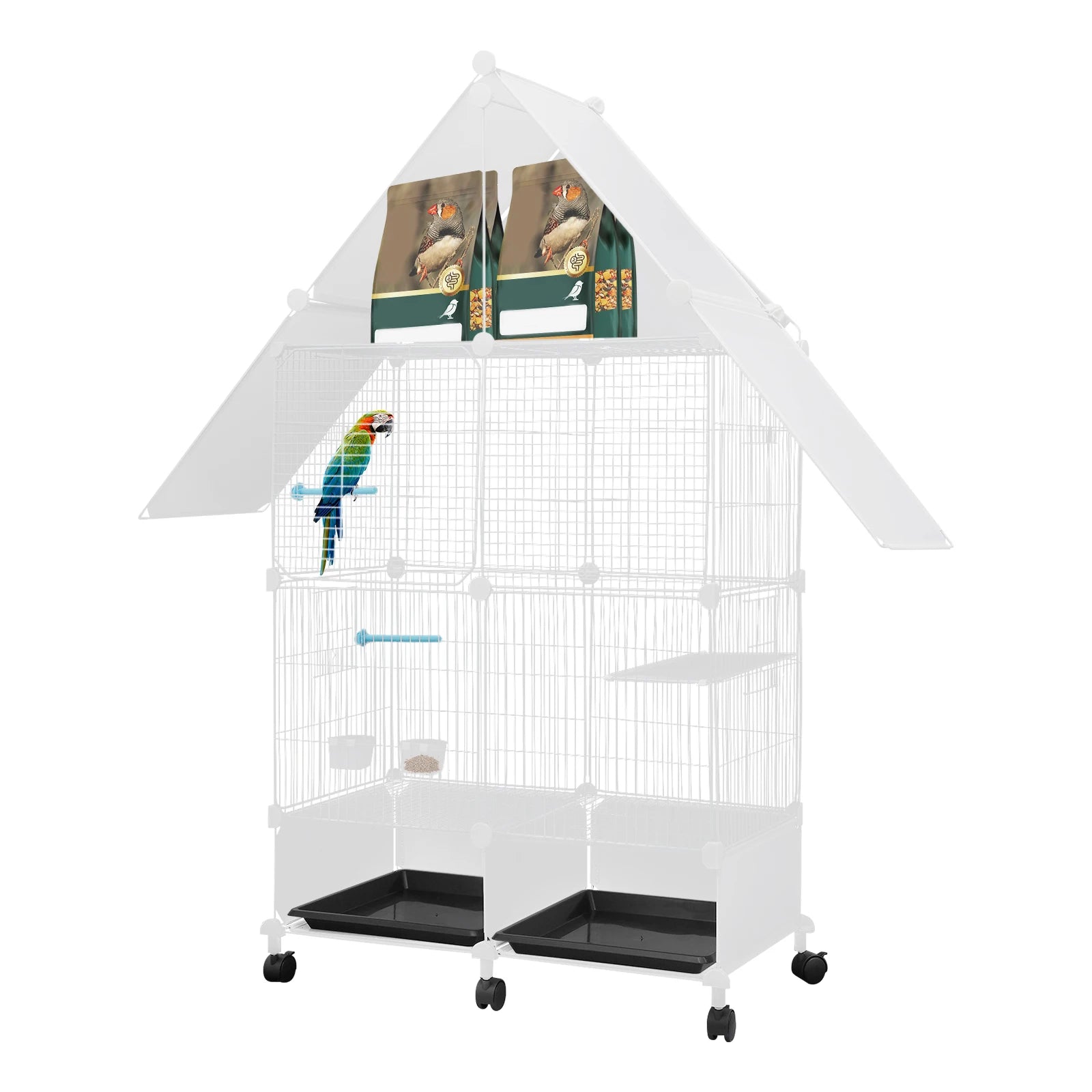 Large Parrot Cage Budgie Cage Multifunctional Wire Cage for Mid-Sized Parrots Cockatiels