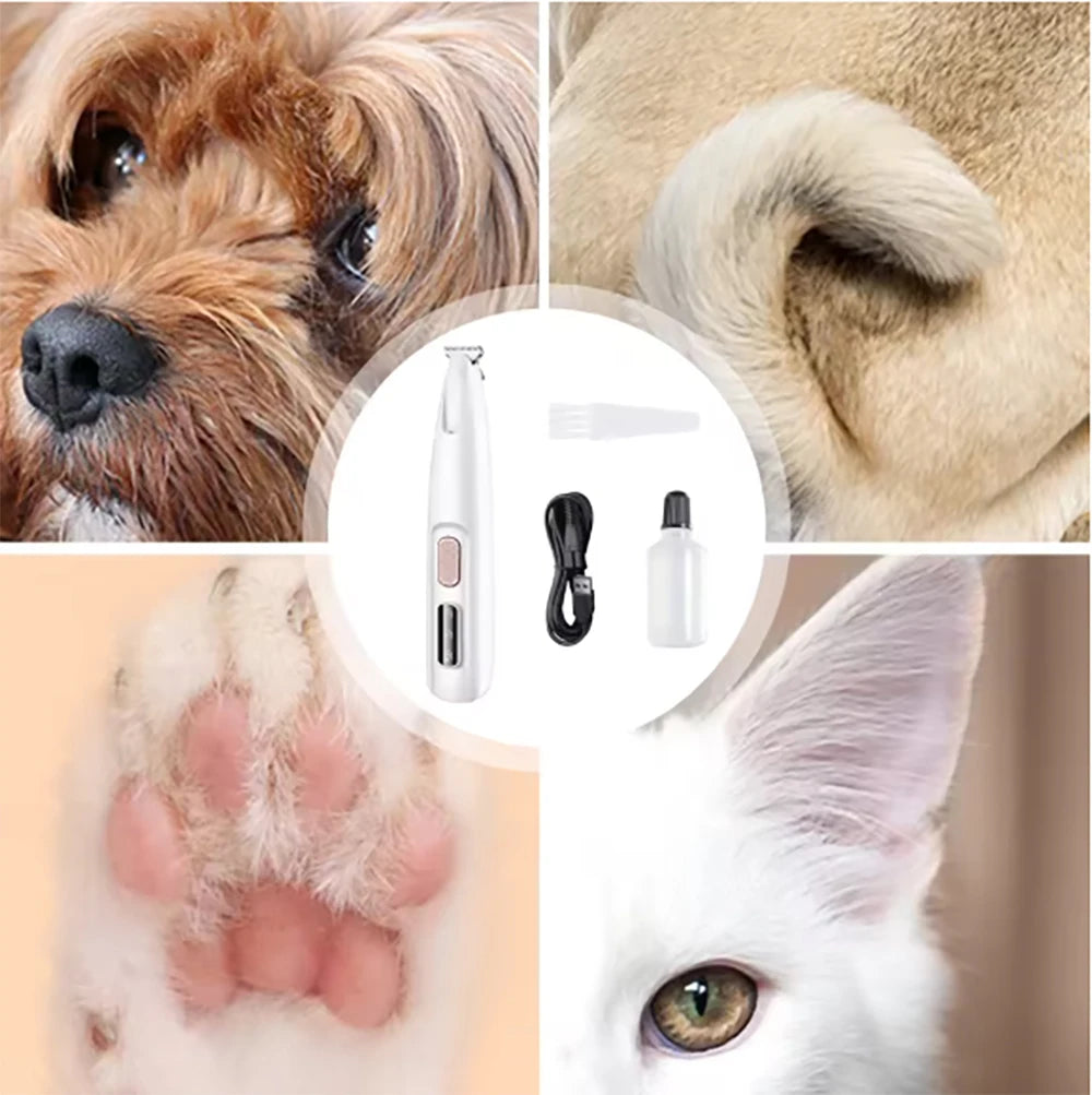 Portable Dog Paw Trimmer with Led Light Rechargeable Cordless Nail Grooming Tools for Cats