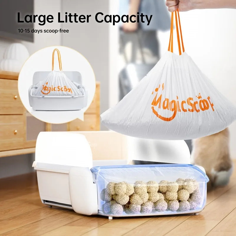 Self Cleaning Automatic Cat Litter Box Robot Open Top Large Capacity App Control Anti Pinch Odor Free