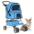 4 Wheel Stroller, Folding Carrier Waterproof Puppy Removable Liner for Small Medium Dogs Cats