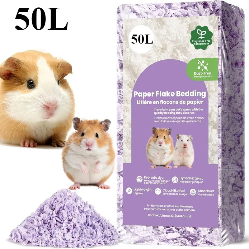 23L/50L Paper Small Pet Bedding Odor Control Dust-Free Moisture Absorbent Natural Shavings Bedding