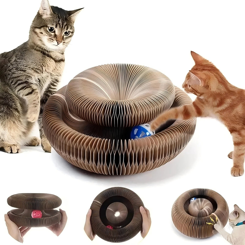 Magic Cat Scratch Organ Board Cat Toy with Ball Cat Grinding Claw Cat Climbing Frame Kitten Round Corrugated