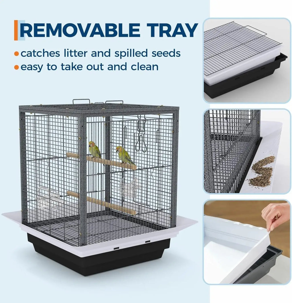 Small Bird Cage for Parakeets Birds Carrier with Removable Tray Portable Travel Habitat