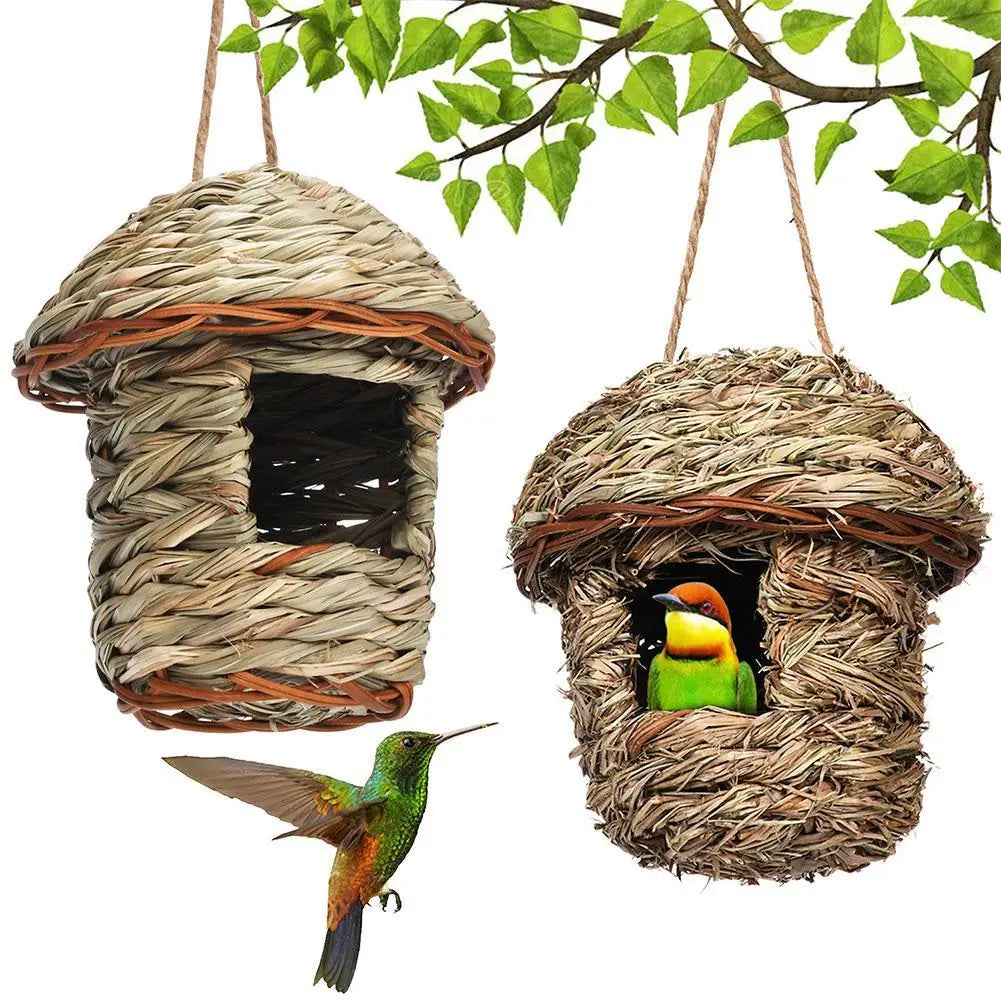 Handwoven Straw Bird Nest Parrot Hatching Outdoor Garden Hanging Hatching Breeding House