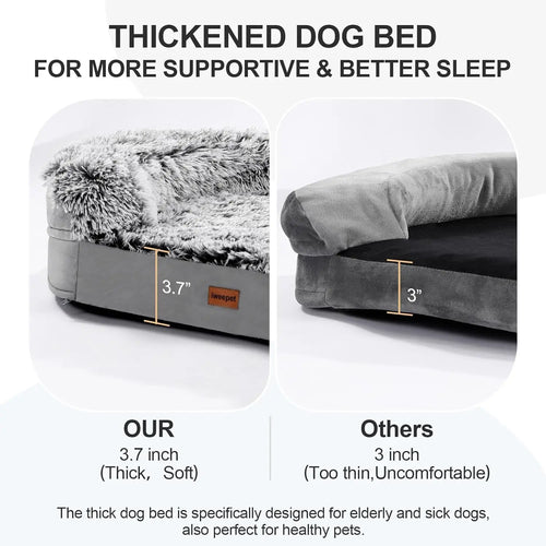 3.7 inch Thickened Orthopedic Dog Beds for Extra Large Dogs, Supportive Dog Sofa Bed with 28D Egg-Crate Foam, Removable