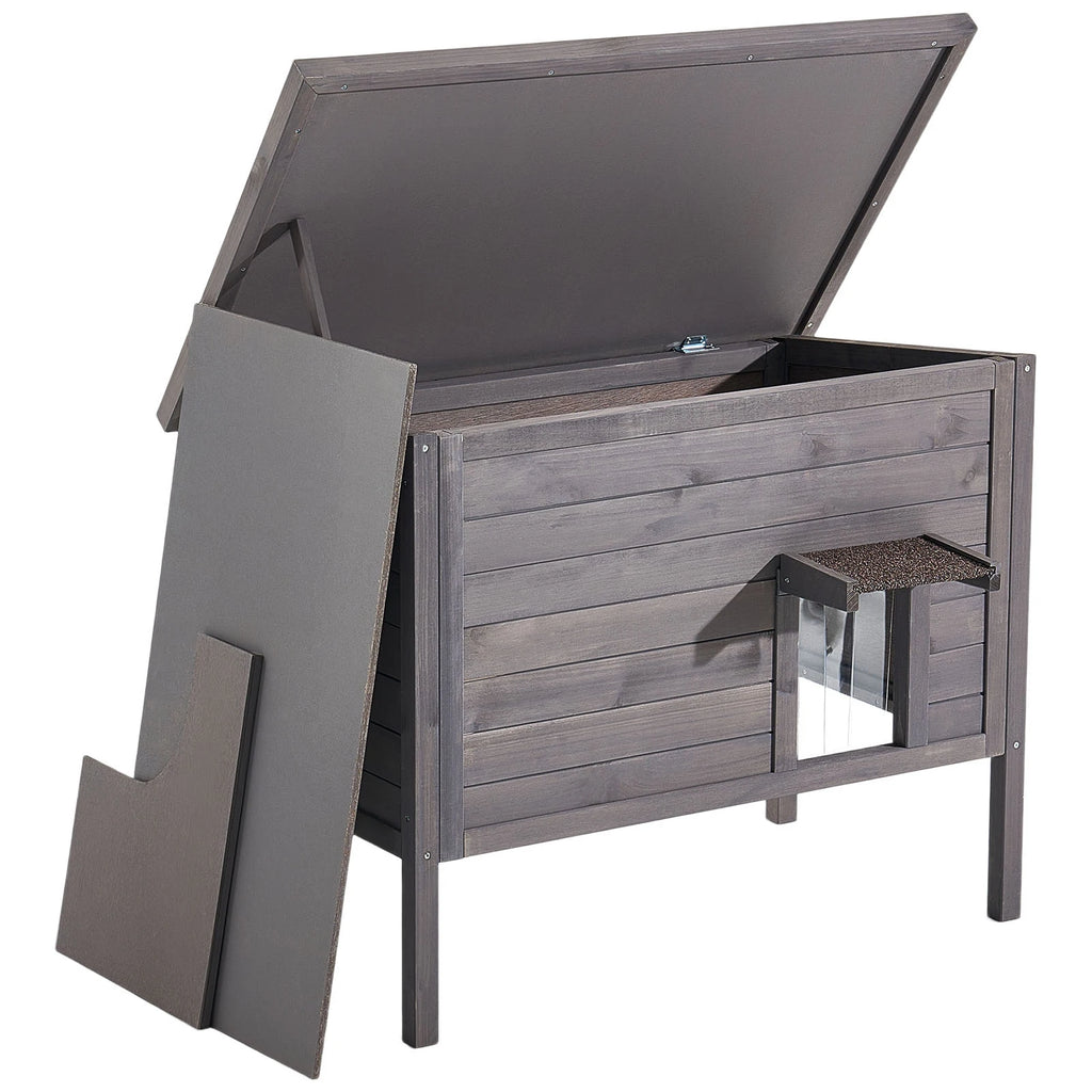 Insulated Wooden House for Outdoor Cats with Heating Pad Openable Asphalt Roof for 1-3 Cats