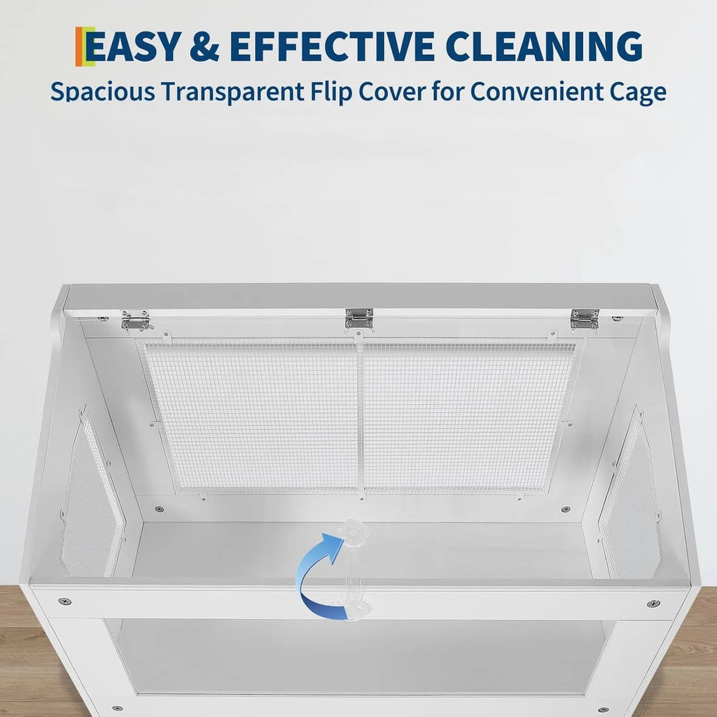 Hamster Cage with Storage Cabinet, Guinea Pig Cage Large  Cage with Easy View Acrylic Panels