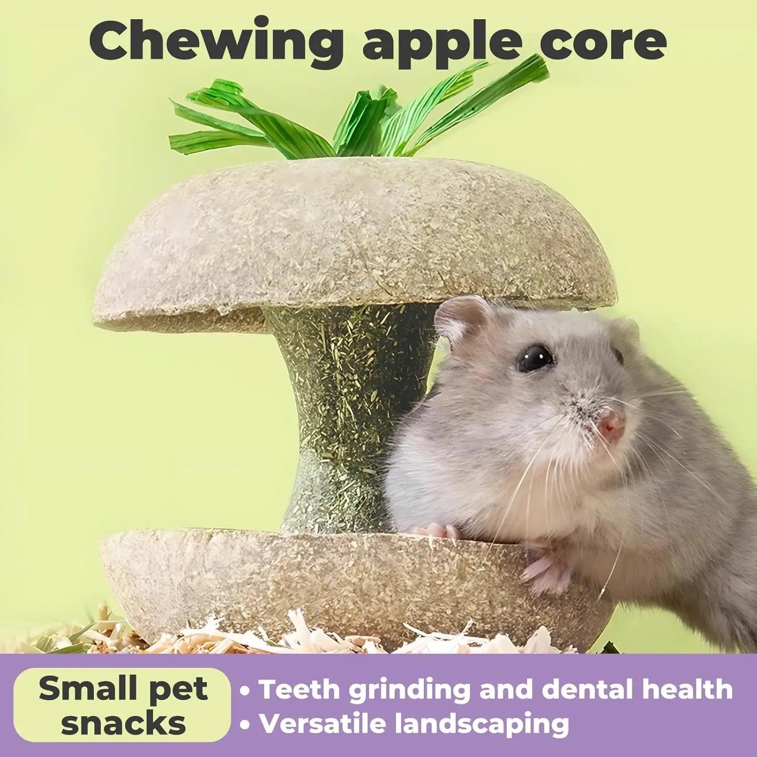 Apple Core Shaped Hamster Chew Toy - Natural Small Pet Dental Treat for Guinea Pig, Rabbit, Chinchilla, Rat