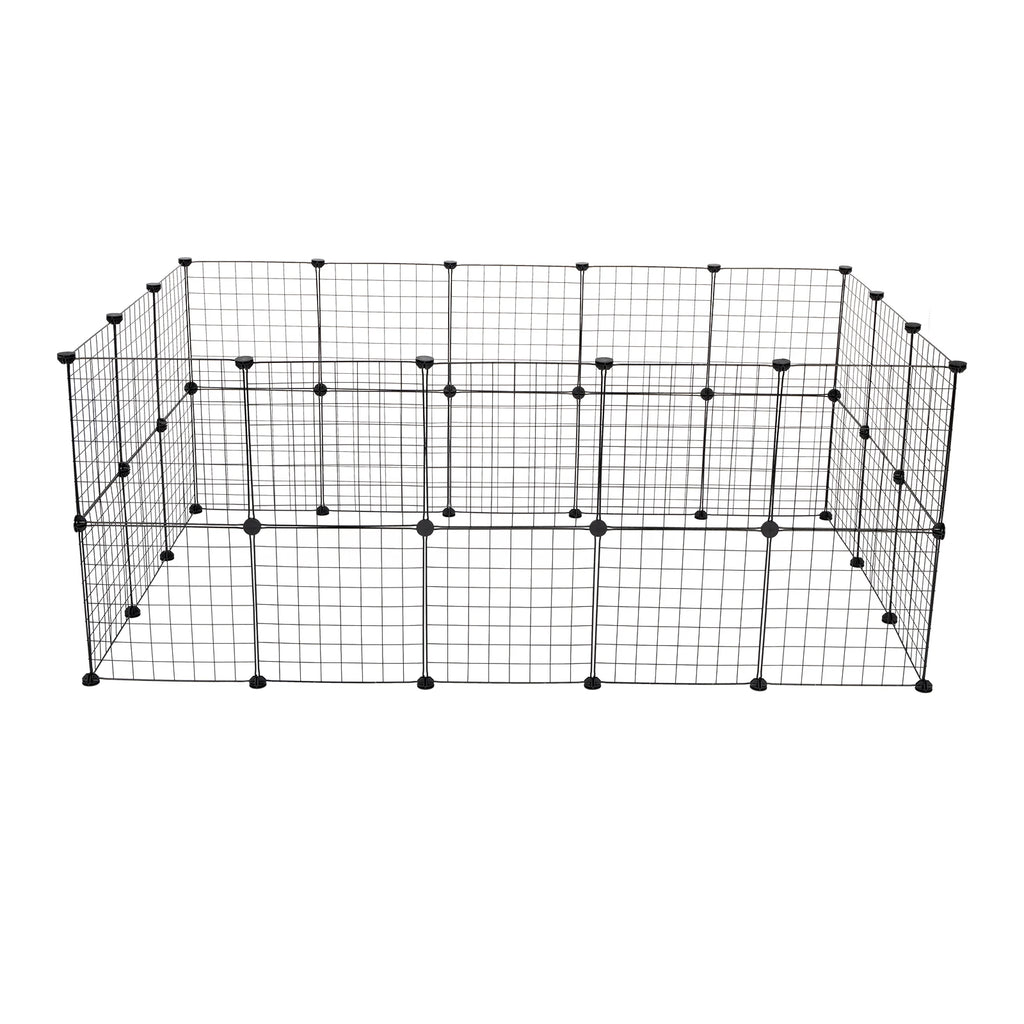 Pet Playpen: 24pcs (8pcs Free) Portable Metal Wire Fence for Indoor Small Animal Cage/Tent (Black)