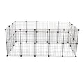 Pet Playpen: 24pcs (8pcs Free) Portable Metal Wire Fence for Indoor Small Animal Cage/Tent (Black)