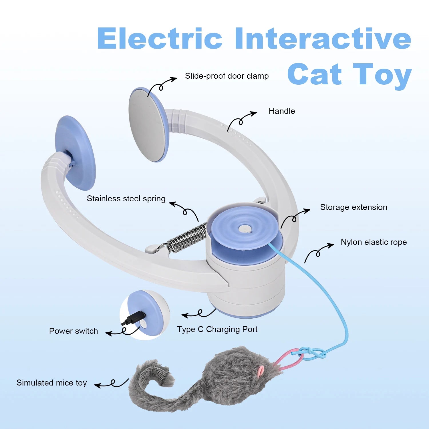 Electric Door Hanging Cat Toy Interactive Cat Toy USB Rechargeable Self Play Toy Retractable
