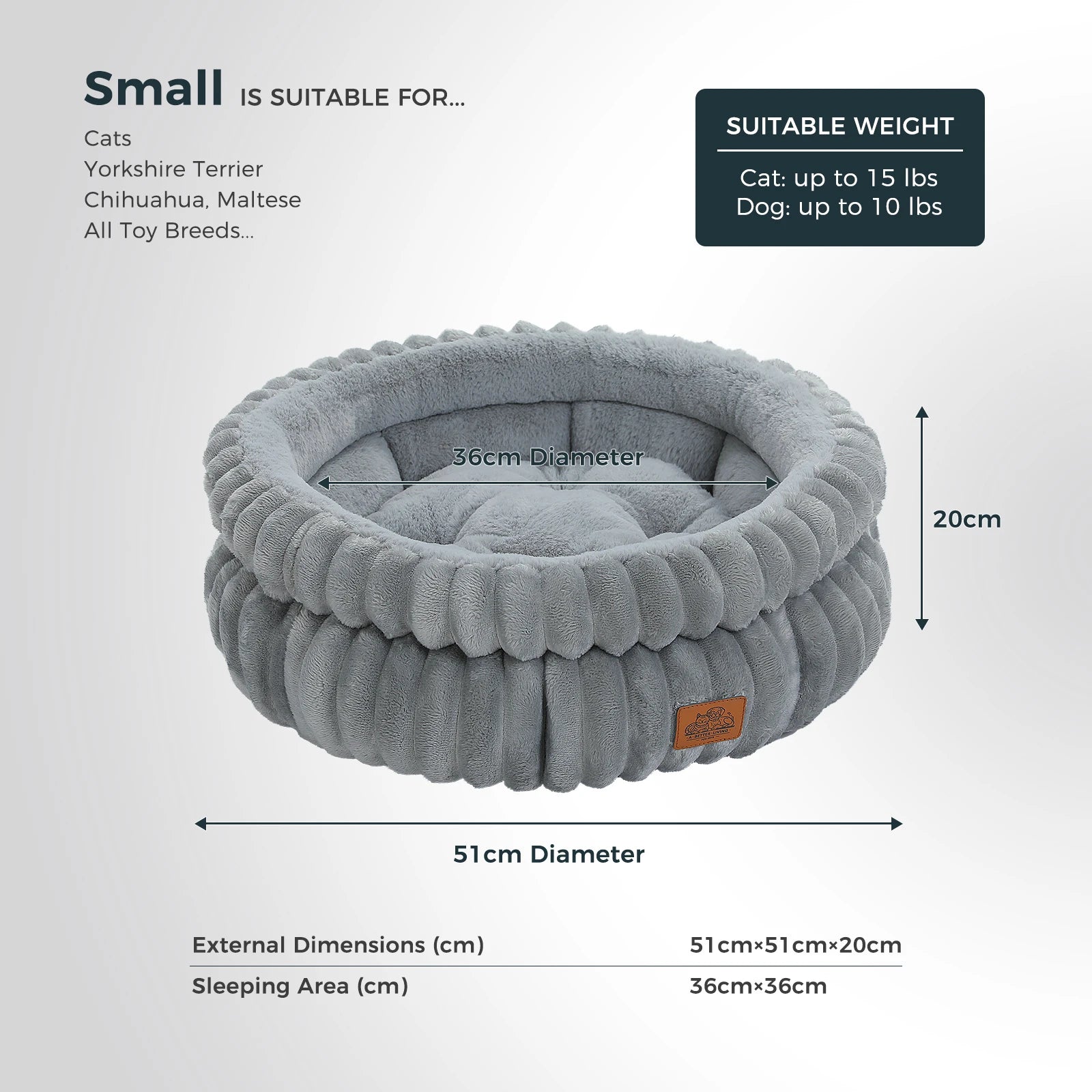 Dogs Cozy Cat Bed for Indoor Cats Washable Round Pet Bed House with Anti-Slip Bottom Suitable for All Seasons